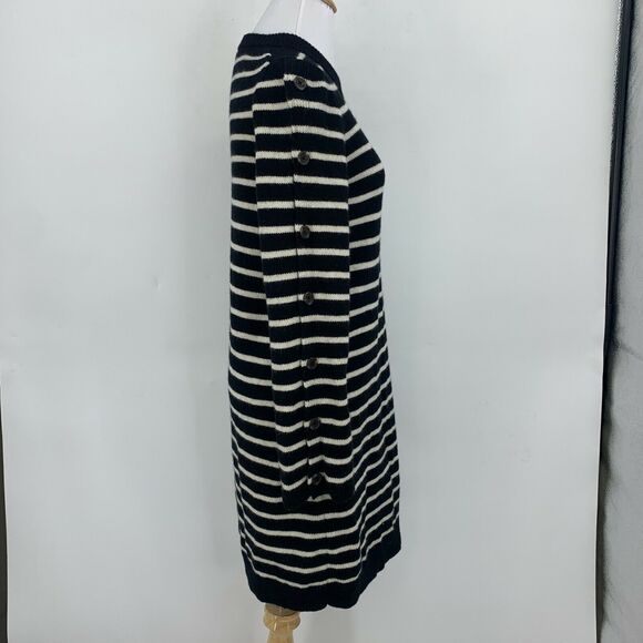 Madewell Stripe Wool Sweater Dress Womens S Small Stripe Button Long Sleeve - Picture 4 of 13